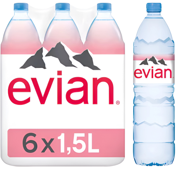 evian Natural Mineral Water 1.5L Pack of 6